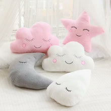 Load image into Gallery viewer, Cloud Moon Star Raindrop Plush Pillow Soft Cushion Kawaii Cloud Stuffed Plush Toys For Children Baby Kids Pillow Girl Gift
