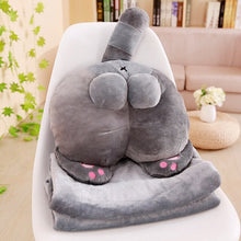 Load image into Gallery viewer, Super Cute Sexy Cat Hip Butt Plush Pillows Cartoon Stuffed Animals Kitten Buttocks Cushions with Blanket Kids Toys Xmas Gifts
