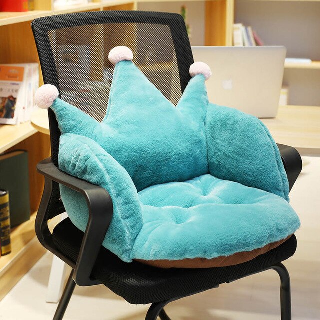 1pc Cartoon Crown Shape Chair Cushion Kawaii Ins Fashion Back Cushion Soft Cuddly Stuffed Toys Dolls Girls Xmas Birthday Gifts