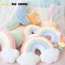 Load image into Gallery viewer, Lucky Boy Sunday Colorful Moon Rainbow Star Cloud Conch Plush Pillow Kids Plush Toys Soft Sofa Cushion Baby Sleeping Pillow Gift
