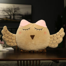 Load image into Gallery viewer, Soft owl stuffed toy cute owl plush cushion hug pillow pink brown animal throw pillow for home bedroom kid gift removable
