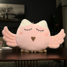 Load image into Gallery viewer, Soft owl stuffed toy cute owl plush cushion hug pillow pink brown animal throw pillow for home bedroom kid gift removable
