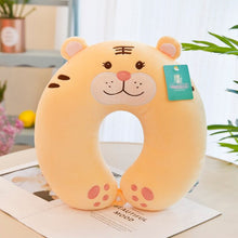 Load image into Gallery viewer, Tiger Plush Neck Pillow Soft Stuffed Car Rest Air Plane Pillow Animals Travel U shape Pillow Birthday Sleeping Gift for boy girl

